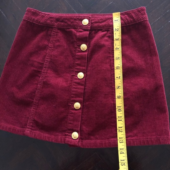 NWOT Burgundy Maroon Red button front mini corduroy Skirt - Picture 4 of 11